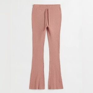 H&M Ribbed Cotton Trousers In Old Rose